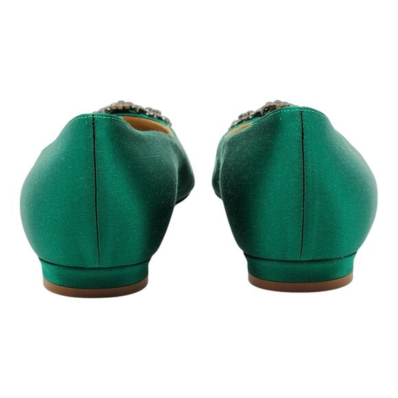 Manolo Blahnik Hangisiflat Jewel Buckle Flat Pumps - Satin - Green 36 5.5 $1095 - Picture 4 of 7